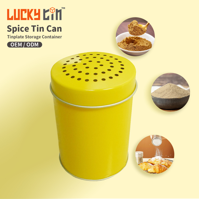Wholesale Custom Tinplate Packaging Container Metal Cylindrical Canister Reyclable Pepper Tin Spice Jar