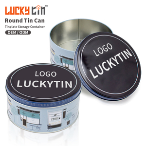 Popular Custom Printing Tinplate Storage Container Round Shape Metal Box Large Size Gift Tin Food Packing With Tin Cans