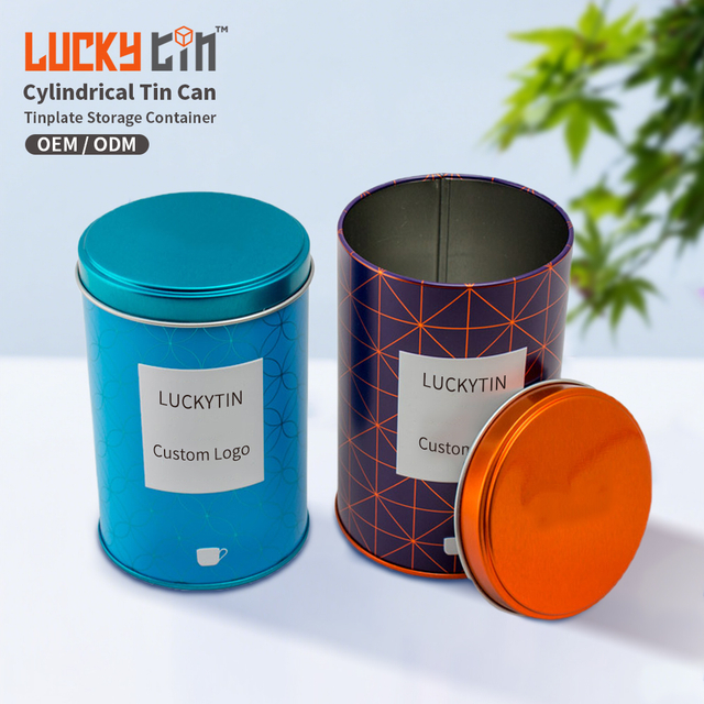 Factory Custom Food Grade Tinplate Packaging Cylinder Embossing Metal Box Small Tin Can