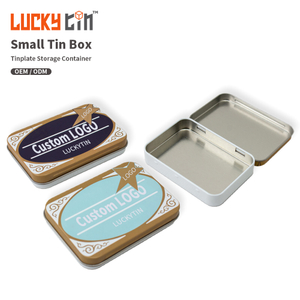 High Grade Custom Tinplate Food Packaging Rectangle Tin Can Empty Box Small Metal Tin For Small Business With Hinge