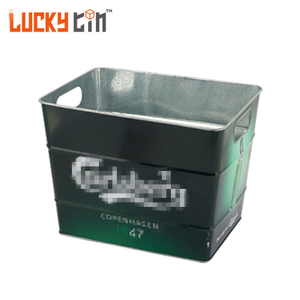 Factory Custom Tinplate Barrel Box Container Metal Rectangle Wine Beer Ice Barrel For Wine Beer With Handle