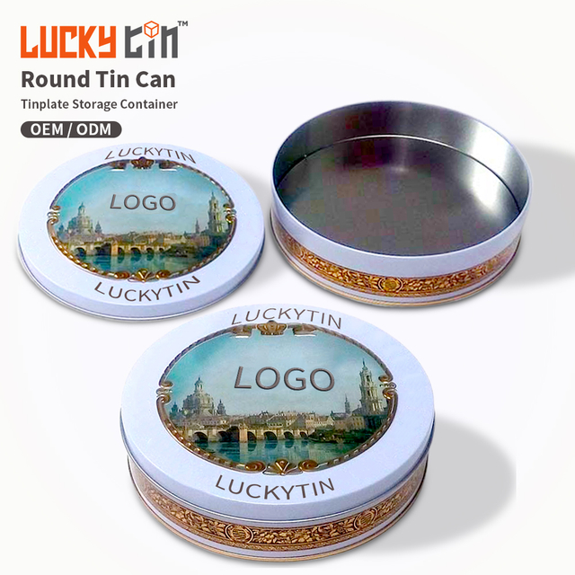 Factory Direct Round Metal Tinplate Storage Container Big Empty Tin Cans for Packaging