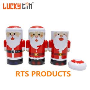 Hot Sales Christmas Tin Packaging Santa Claus Shape Metal Box Candy Chocolate Tin Can For Child