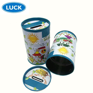 Manufacturing Custom Printed Cylindrical Money Boxes Metal Piggy Bank Coins Tin Canisters