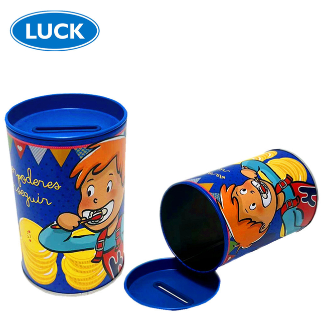 Factory Custom Money Tin Metal Cylindrical Coin Bank Child Gift Piggy Bank