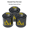 Factory Custom Tinplate Storage Container Round Shape Black Gift Metal Box/Can Big Double Lid Bulk Tea Tin Canister For Tea