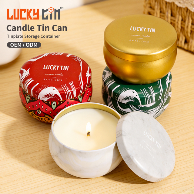 Custom High Quality Tinplate Storage Container 5.8oz 165g Irregular Packaging Bulk Unique Gold Metal Candle Tins