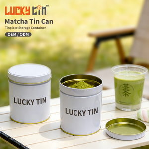 Manufacturer Direct Cream White Tinplate Jar Packaging Cylinder Metal Can Empty Matcha Tin Witch Screw Cover