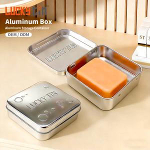 Factory Wholesale Custom Storage Container Square Shape Metal Packaging Hinge Cover Ease Open Soap Aluminum Box for Tea Coffee