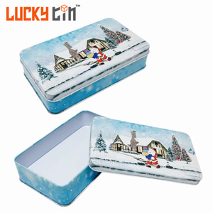 Factory Custom Tinplate Container Rectangular Metal Can Candy Chocolate Small Tin Box For Christmas