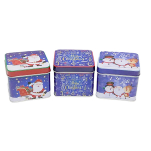 Factory Wholesale Custom Christmas Tin Box Square Shape Coffee Tea Tins Can with Lid