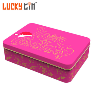 Factory Custom Decorative Tin Box Rectangle Metal Storage Case Christmas Candle Tin with Lid