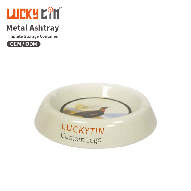 Premium Quality Custom Tinplate Home Products Minimalist Style Round Shape Metal Tin Safety Outdoor Ashtray