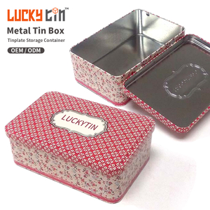 Tin Can Manufacturer Custom Luxury Tinplate Case Packaging Empty Metal Tin Boxes Red Gift Box Rectangular With Hinge