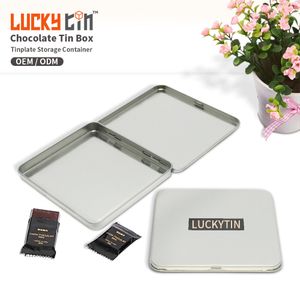 Dongguan Manufacturer Custom Tinplate Packaging Square Shape Food Safety Metal Case Chocolate Tin Box With Hinged