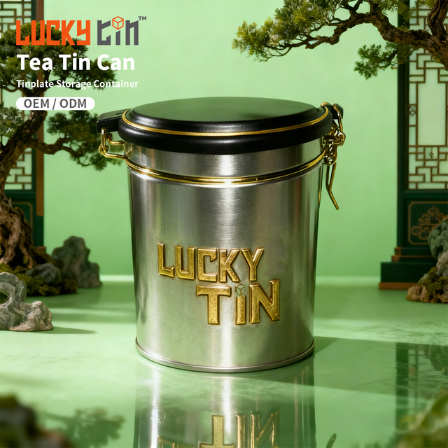 Factory Custom Cylindrical Sealed Tinplate Storage Container Food Safe 16oz Metal Tin for Tea Tin Tea Canisters