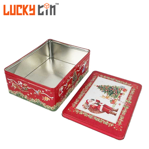 Custom Printed Rectangular Christmas Tin Box Food Grade Biscuit Tin Container