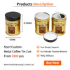 Custom Aluminum Foil Sealing Tinplate Packaging Cylinder Airtight Screw Top Tea Coffee Tins 250 Grams for Metal Tin Can Coffee