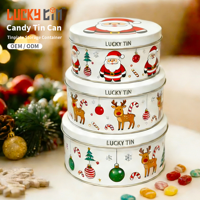 Factory Supply Custom Tinplate Jar Storage Container Cylindrical Shape Metal Packaging Stackable Food Grade Candy Tin Box