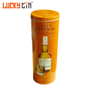 Custom Design Tinplate Storage Container Cylinder Shape Metal Box Wine Packing Outer Tins For Wine Packing