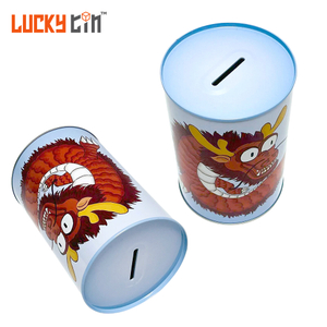 Wholesale Custom Tinplate Collectibles Coin Storage Container Piggy Bank Metal Can Gift Round Money Tin Box For Child