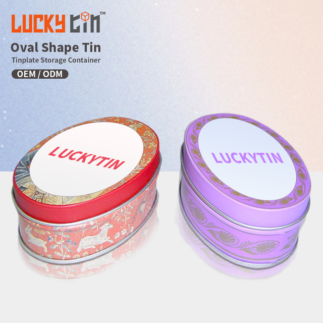 High Grade Custom Food Tinplate Storage Container Distinctive Metal Box Empty Ring Packaging Tin Small Oval Cans With Lid