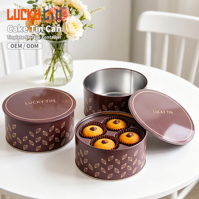 Custom Printing Tinplate Packaging Round Shape Metal Box Storage Container 6 Inch Empyty Can Mini Cake Tin for Cake