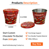 Wholesale Custom Tinplate Box Premium Round Sweets Metal Cans Empty Gift Chocolate Tin Bucket With Lid for Cookies Chocolate Bar