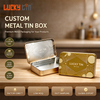 Lucky Tin Hinged Lid Rectangular Metal Tin Box Custom Embossed Small For Gift Food Cosmetic Packaging OEM Private Label