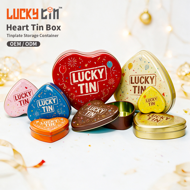 Factory Custom Printing Gold Metal Heart Shape Tin Gift Box Packaging Food Grade Cookies Chocolate Tin Cans for Food