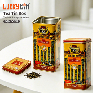 Customized Design Food Grade Tinplate Container Luxury Large Square Shape Metal Caddy Packaging Premium Tea Tins for Tea