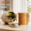Eco Friendly Custom Sealed Tinplate Storage Container Round Metal Box Food Grade Novelty Shape Candy Tin Can With Buckles Lid