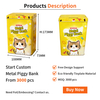 Luckytin Factory Custom Cute Kids Saving Coin Tinplate Container Money Safe Plain Tin Box Wholesale Metal Piggy Bank for Kids