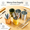 Wholesale LUCKY TIN Custom Tinplate Desktop Storage Jar Office Gift Round Metal Tin Pen Holder with Custom Logo Glossy Finish