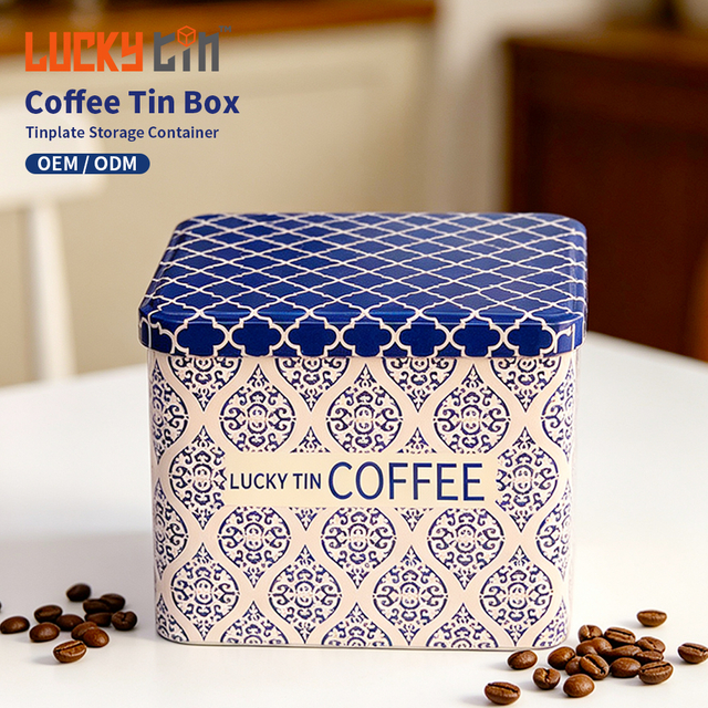 Custom High Quality Tinplate Storage Container Beautiful Rectangle Box Packaging Luxury Recycle Metal Coffee Tin With Lid