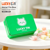 Factory Custom Rectangle Shape Custom Eco-Friendly Recyclable Tinplate Cookie Biscuit Tin Gift Box Packaging With Hinge Lid