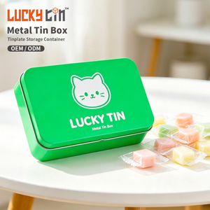 Factory Custom Rectangle Shape Custom Eco-Friendly Recyclable Tinplate Cookie Biscuit Tin Gift Box Packaging With Hinge Lid