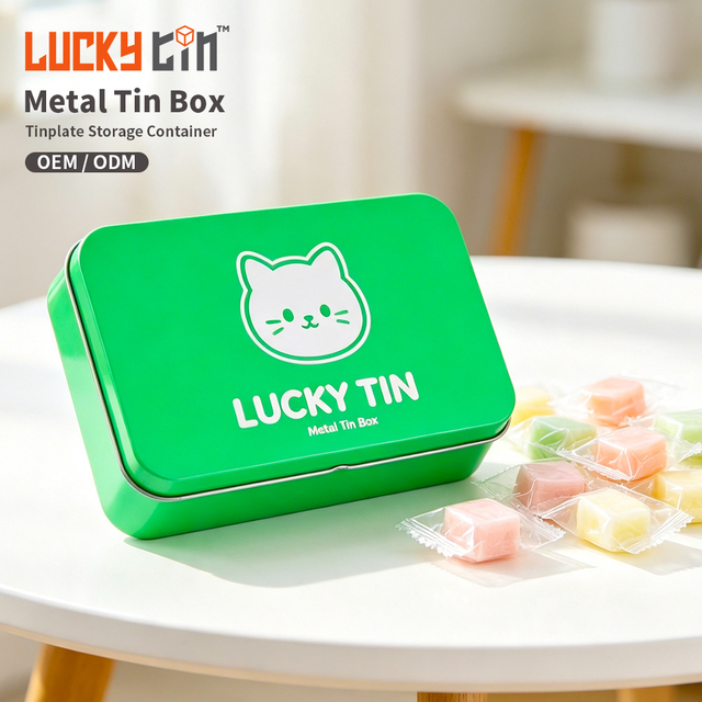 Factory Custom Rectangle Shape Custom Eco-Friendly Recyclable Tinplate Cookie Biscuit Tin Gift Box Packaging With Hinge Lid