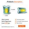 Wholesale Custom Tinplate Collectibles Coin Storage Container Piggy Bank Metal Can Child Gift Round Money Tin Box