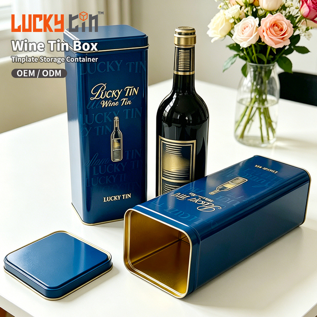 Dongguan Manufacturer Custom Brandy Storage Container Food Grade Vodka Metal Can Packaging Rectangle Tin Bottle Wine Gift Box