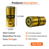 Factory Custom Wine Bottle Tinplate Tube Logo Printed Empty Metal Cylinder Shape Cans Tin Wine Box for Whiskey Wine