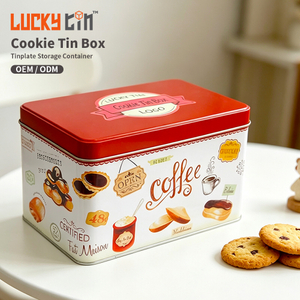 Factory Custom Coffee Sugar Cookie Snack Tinplate Packaging Rectangle Metal Can Long Food Tin Box With Lid