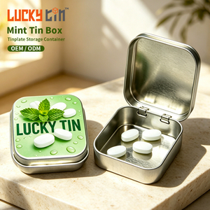 Factory Custom Candy Tinplate Storage Container Square Small Metal Case Airtight Mint Tin Hinge Lid for Mint
