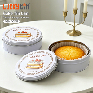 Factory Custom Luxury Tinplate Packaging Round Food Grade Metal Box Empty Tin Cake Containers for Cake With Lid
