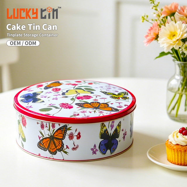 Factory Custom Tinplate Storage Container Round Shape Metal Box Packaging Food Grade Medium Size Dream Tin Cake With Lid