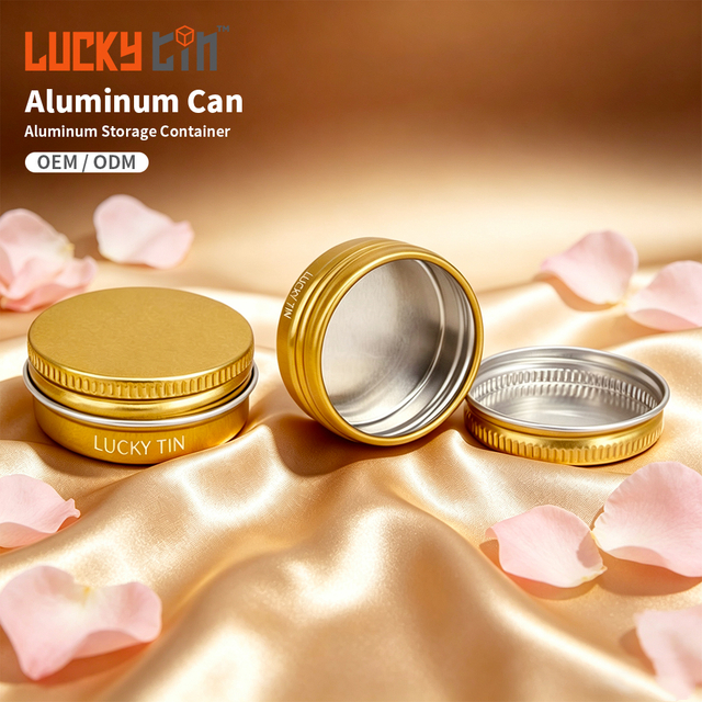 Factory Custom Lip Balm Jar Case Packaging Cosmetic Storage Container Tin Box Metal Curling Aluminum Cans for Cosmetic