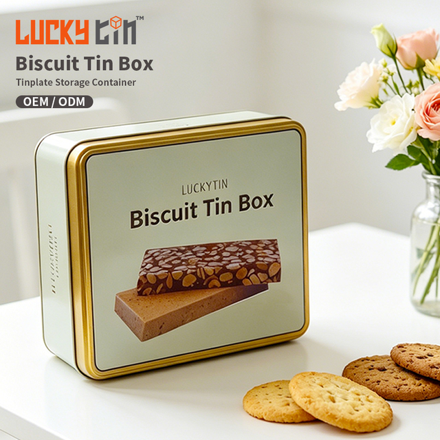 Manufacturers Custom Tinplate Packaging Vintage Square Shape Cookie Metal Can Empty Easy Open Tin Biscuit Box for Biscuit
