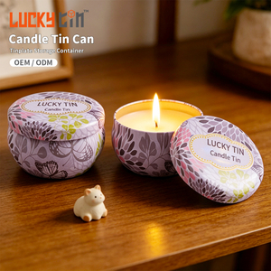 Popular Custom Printing Tinplate Storage Container Metal Soy Wax Box 8 Oz Vintage Brown Can Tin Scented Candles for Candle