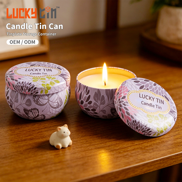 Popular Custom Printing Tinplate Storage Container Metal Soy Wax Box 8 Oz Vintage Brown Can Tin Scented Candles for Candle