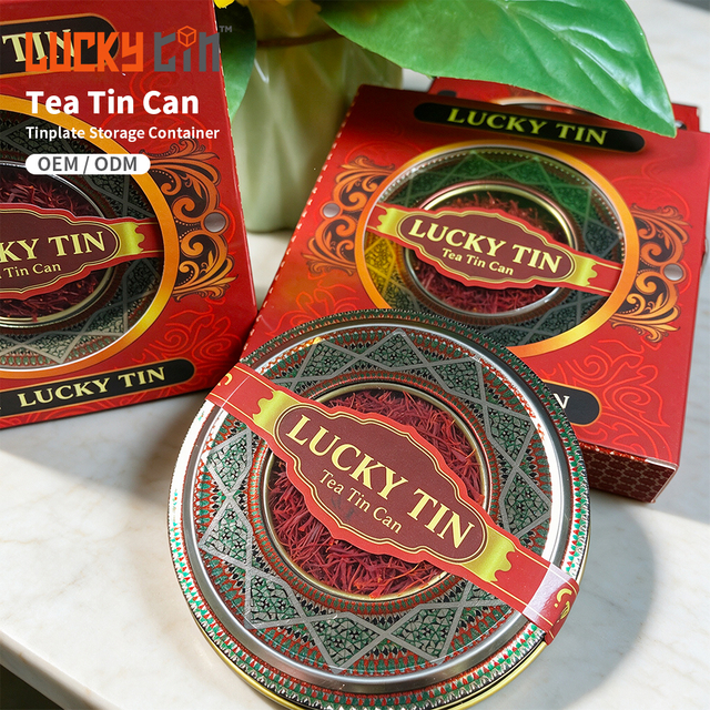 Factory Custom Tinplate Storage Container Round Shape Food Grade Metal Packaging Saffron Tea Tin Luxury With Window